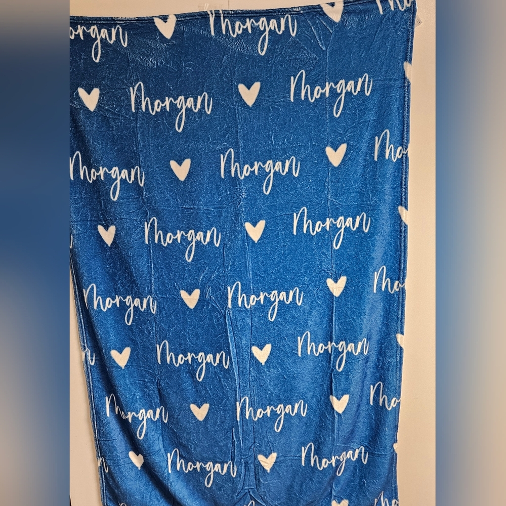 Blue‎ and White Morgan Name Throw